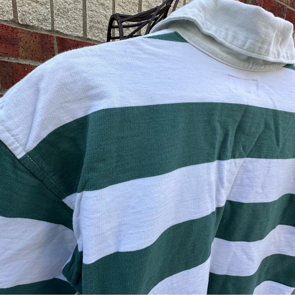 Arizona Jean Co Y2K Rugby Striped 1/4 Button Collar Green White Long Sleeve M - Picture 15 of 17